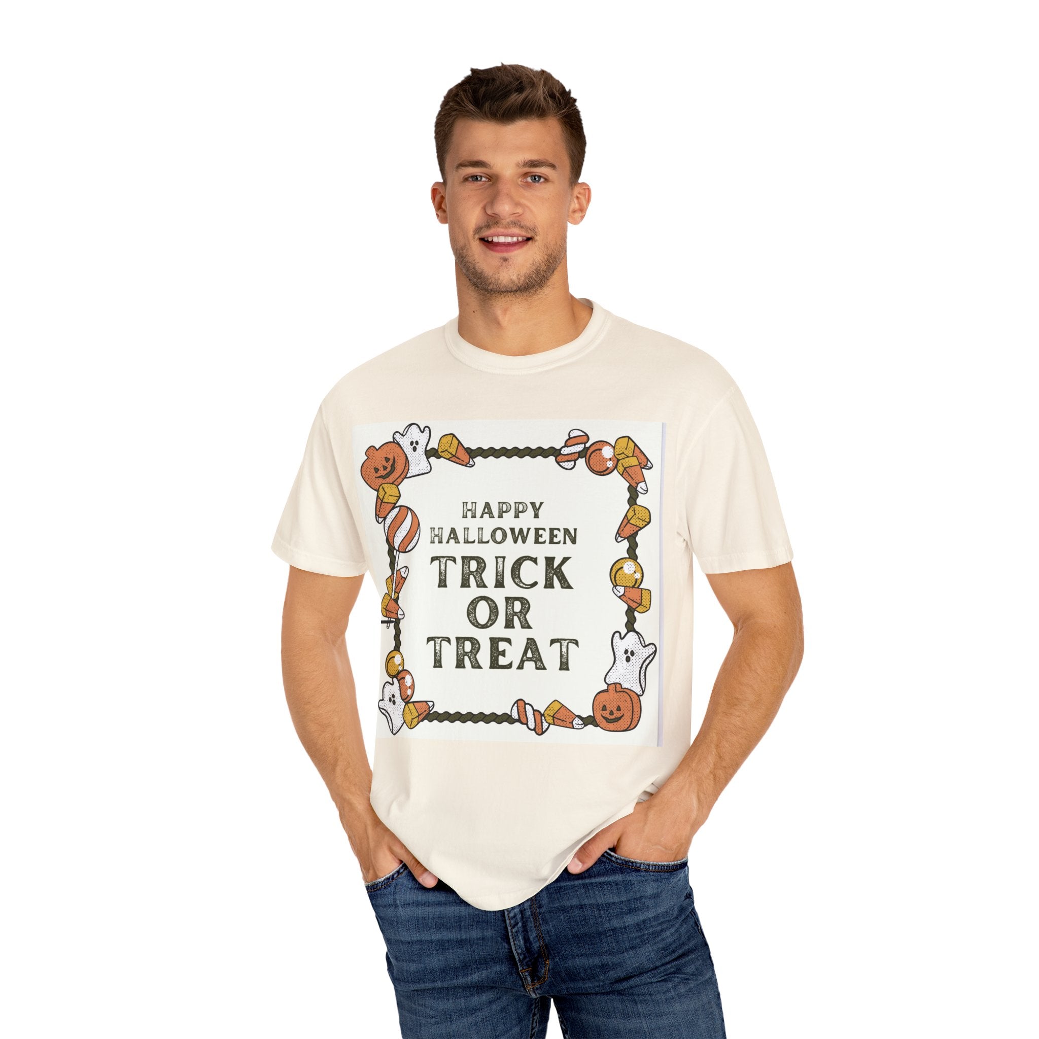 Halloween T-Shirt, Trick or Treat Shirt, Unisex Tee, Holiday Apparel, Fun Halloween Outfit, Seasonal Gift