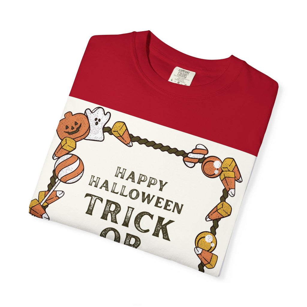 Halloween T-Shirt, Trick or Treat Shirt, Unisex Tee, Holiday Apparel, Fun Halloween Outfit, Seasonal Gift