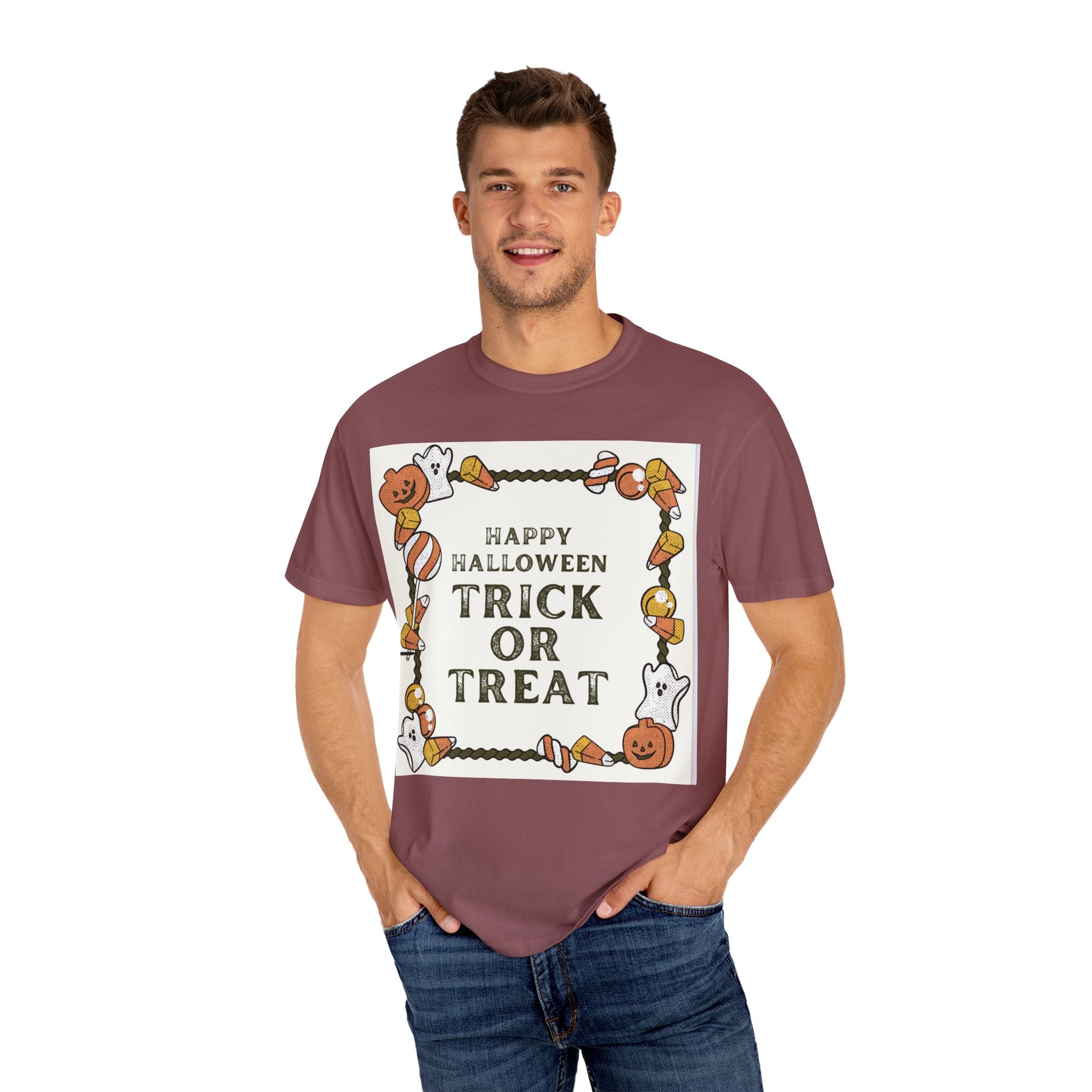 Halloween T-Shirt, Trick or Treat Shirt, Unisex Tee, Holiday Apparel, Fun Halloween Outfit, Seasonal Gift