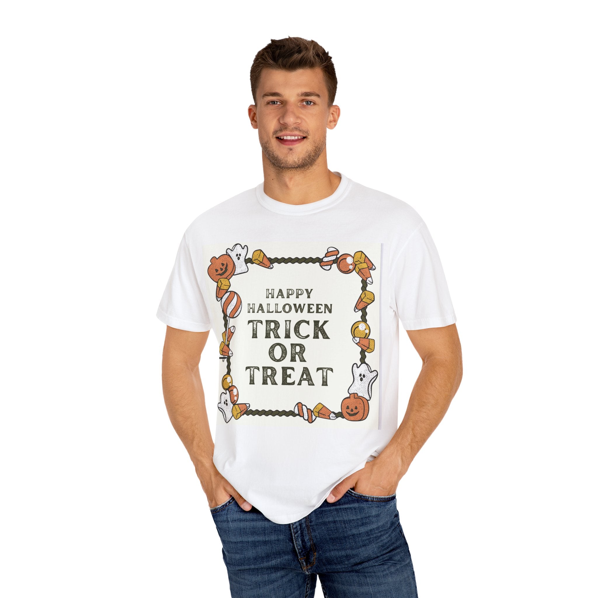 Halloween T-Shirt, Trick or Treat Shirt, Unisex Tee, Holiday Apparel, Fun Halloween Outfit, Seasonal Gift