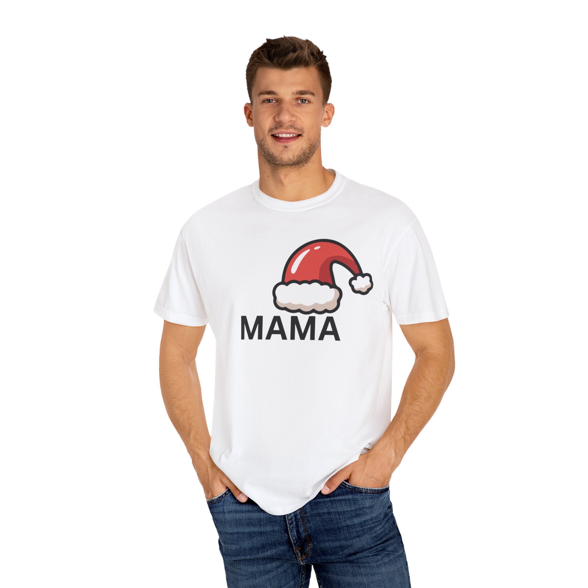 Mama Christmas T-Shirt — Santa Hat Mama Holiday Tee