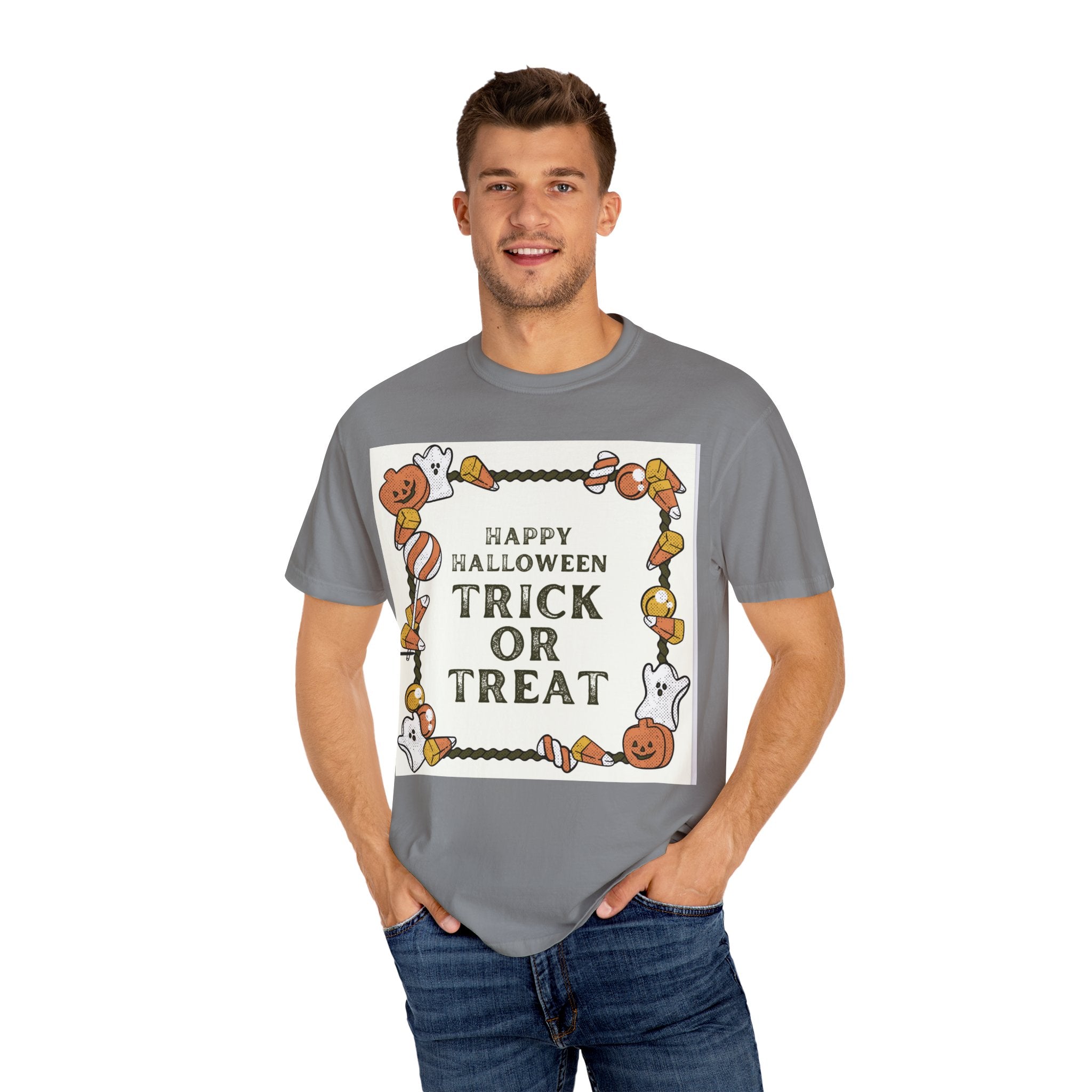 Halloween T-Shirt, Trick or Treat Shirt, Unisex Tee, Holiday Apparel, Fun Halloween Outfit, Seasonal Gift