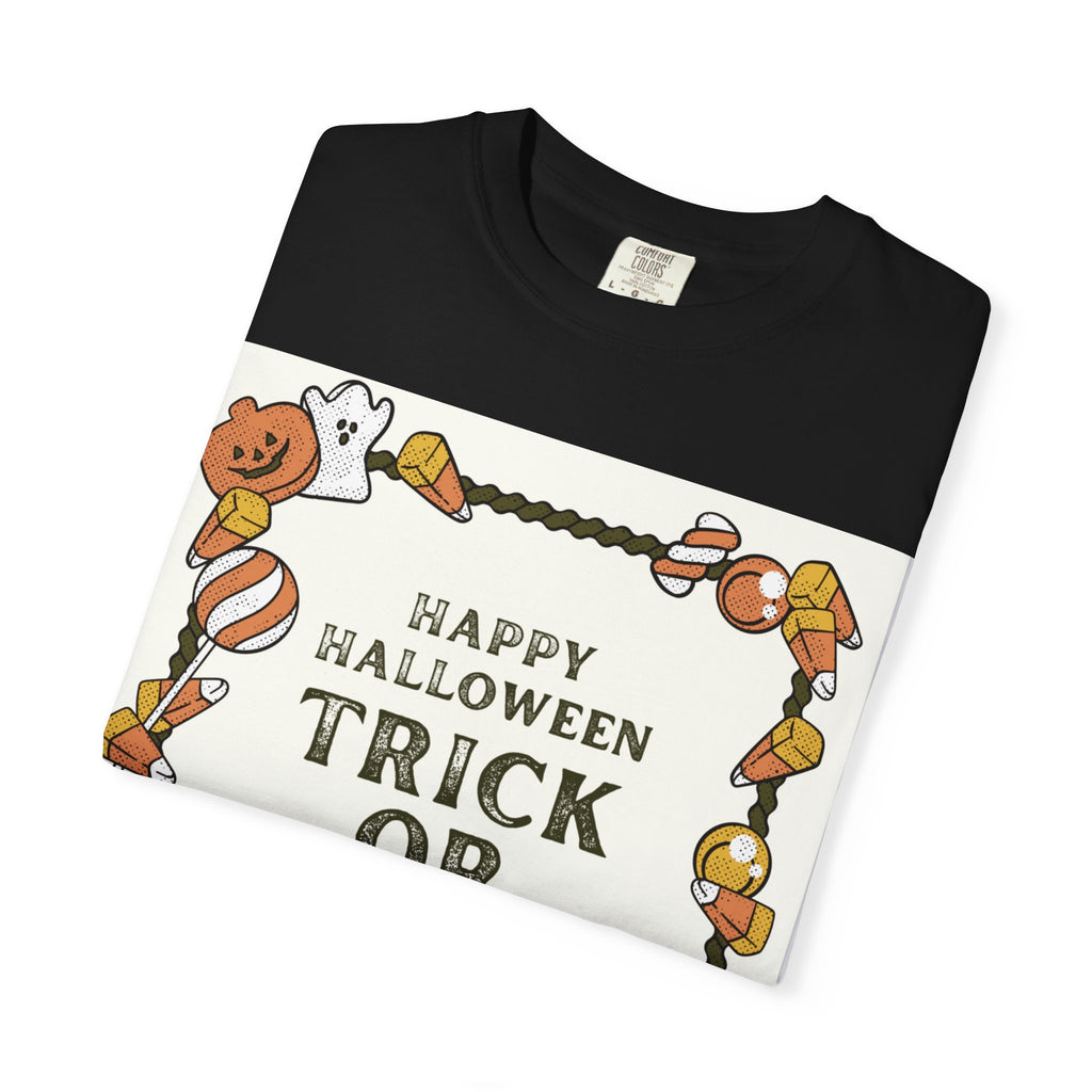 Halloween T-Shirt, Trick or Treat Shirt, Unisex Tee, Holiday Apparel, Fun Halloween Outfit, Seasonal Gift