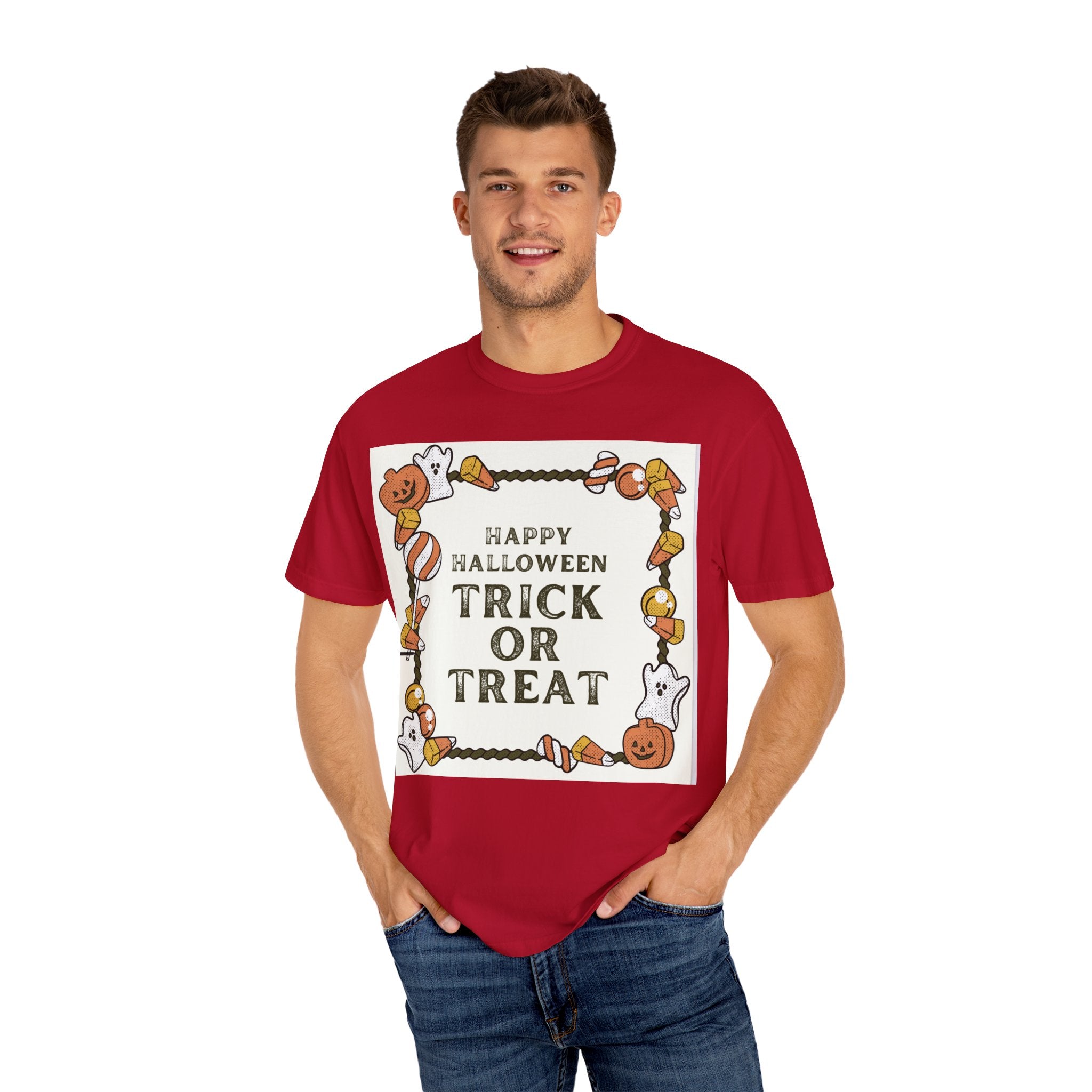 Halloween T-Shirt, Trick or Treat Shirt, Unisex Tee, Holiday Apparel, Fun Halloween Outfit, Seasonal Gift